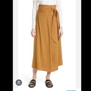 Vince tie front cotton skirt in mosswood